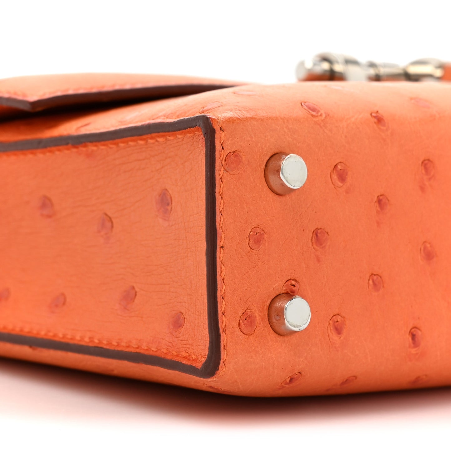 Ostrich Mini Verrou Chaine Bag Orange