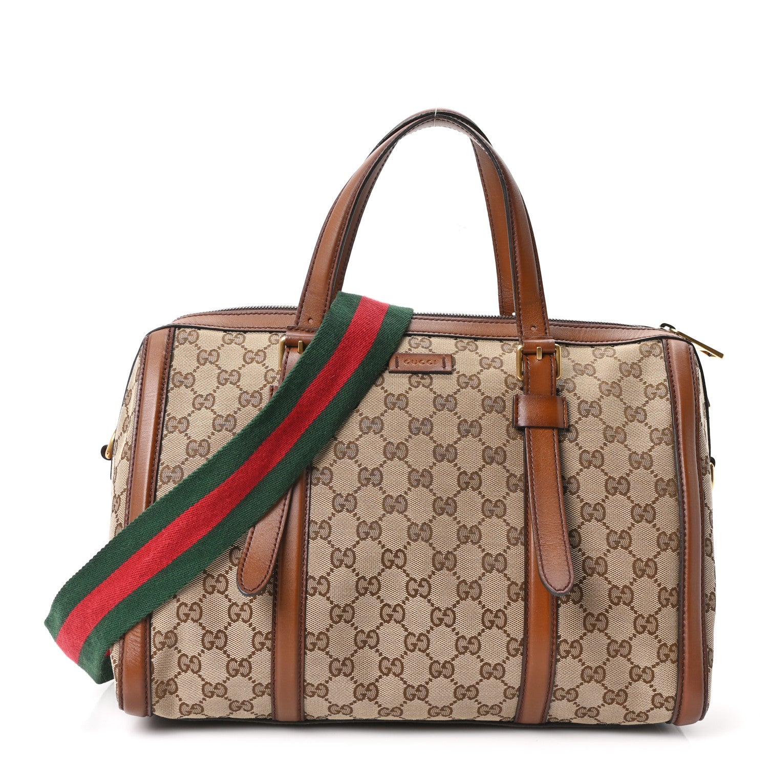 Gucci Monogram Medium Lady Web Boston Bag Beige Cuir 1 of 10