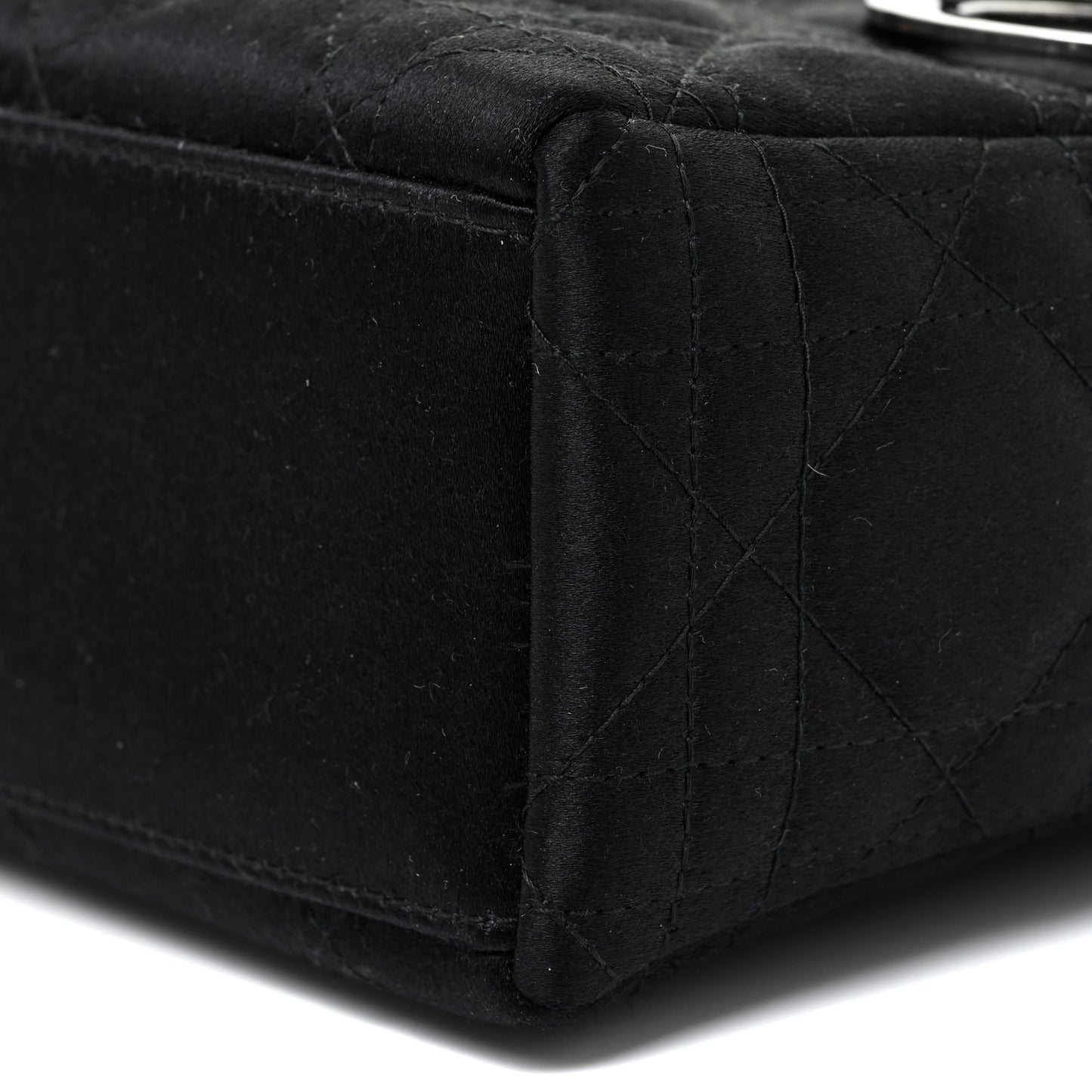Satin Patent Cannage Mini Lady Dior Black