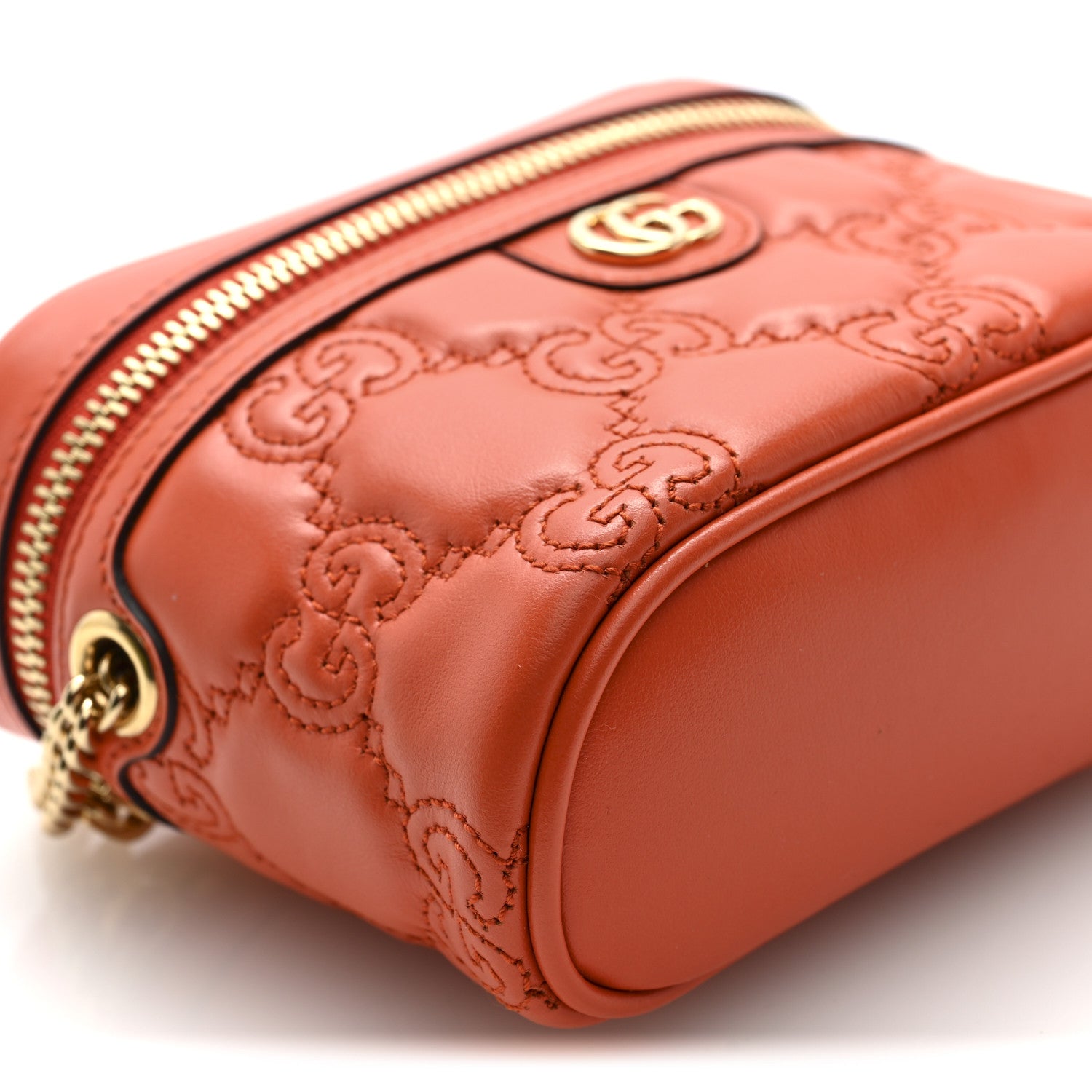 Gucci Calfskin GG Matelasse Mini Top Handle Bag Deep Orange 8 of 10