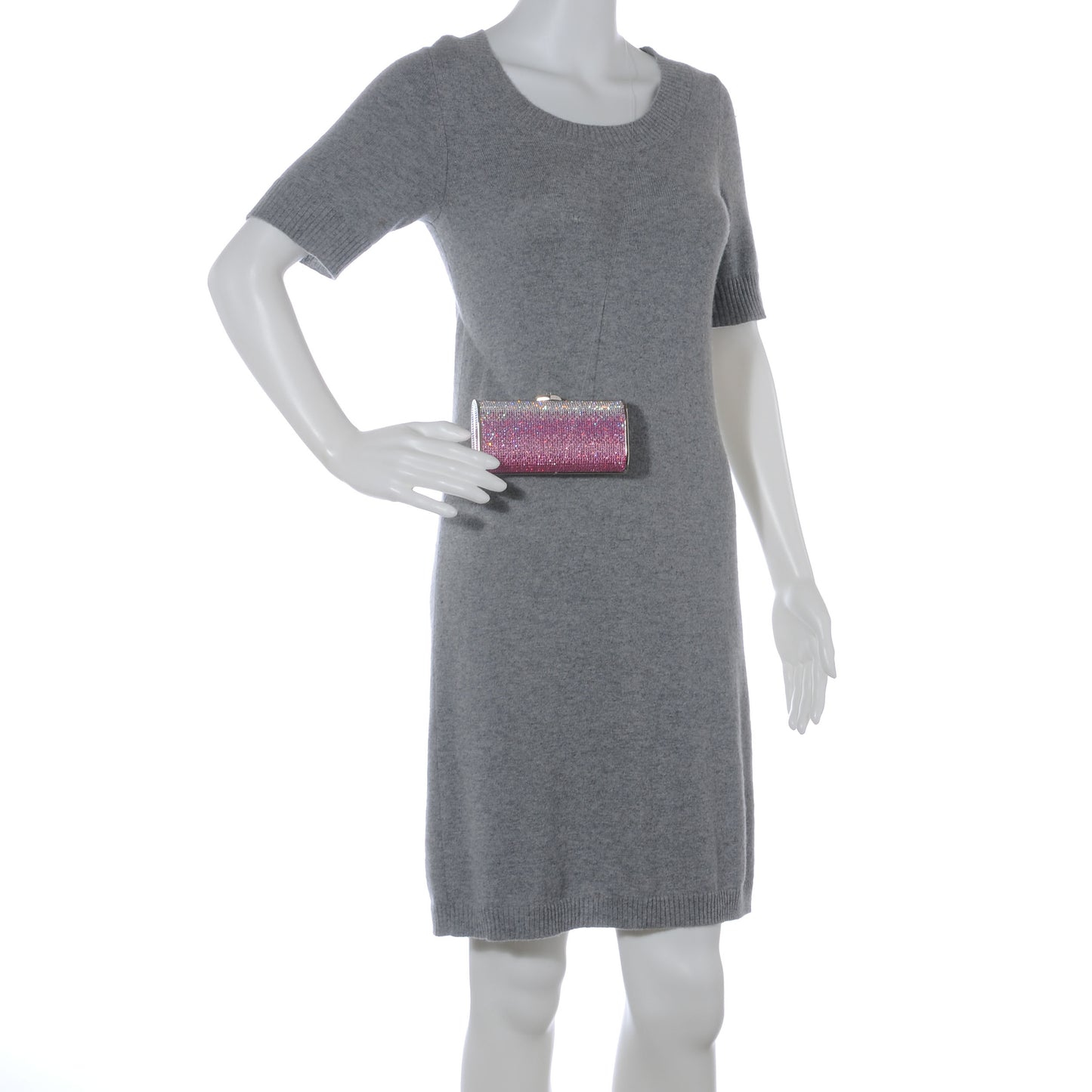 Crystal Degrade Minaudiere Clutch Pink