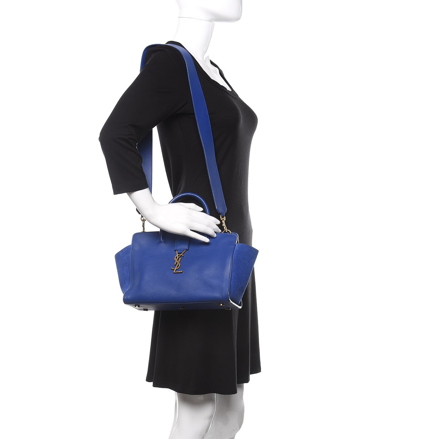 Saint Laurent Calfskin Suede Baby Monogram Downtown Cabas Ultramarine 2 of 12