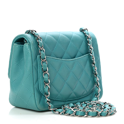 Chanel Lambskin Quilted Mini Square Flap Turquoise 3 of 14