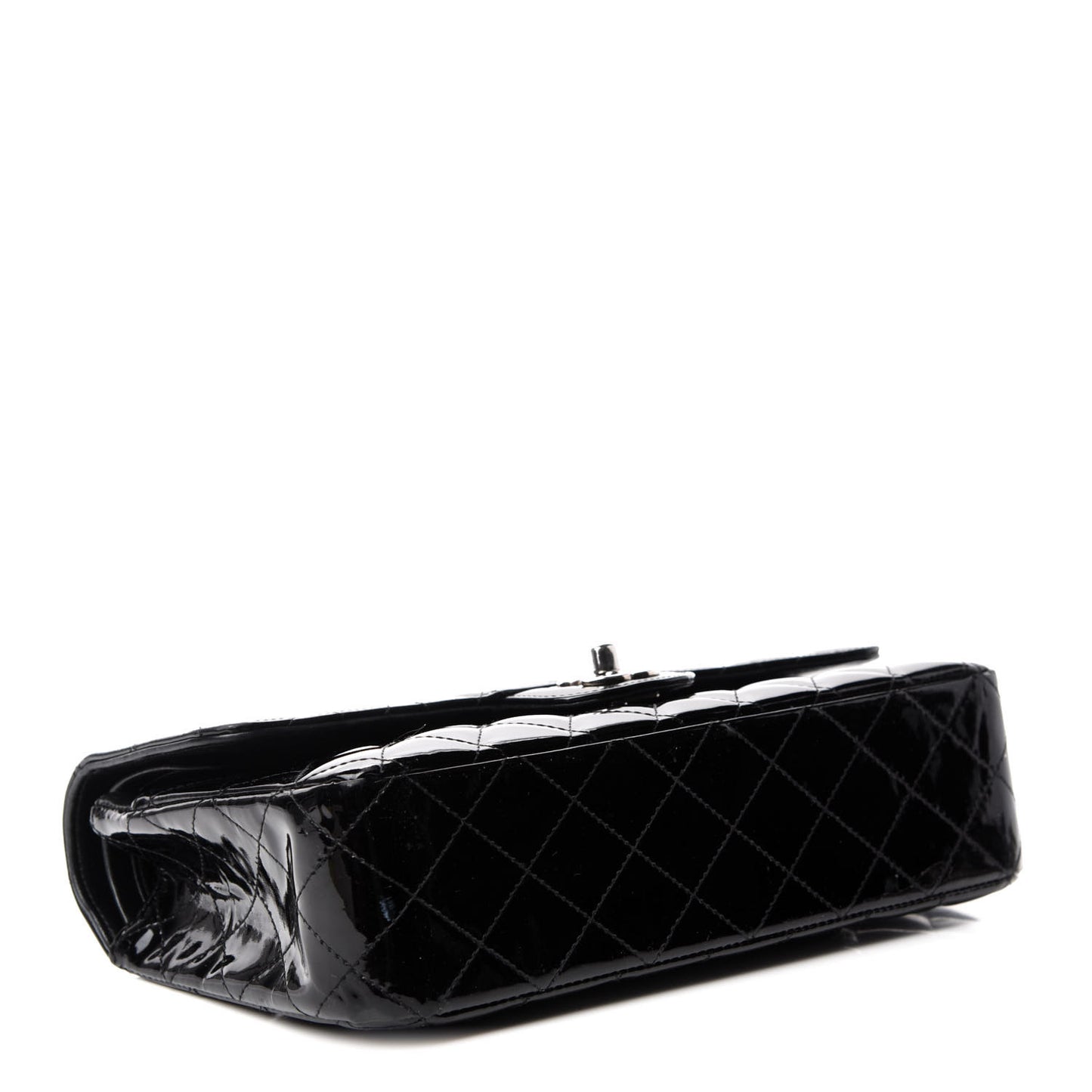 Patent Quilted Medium Double Flap Black