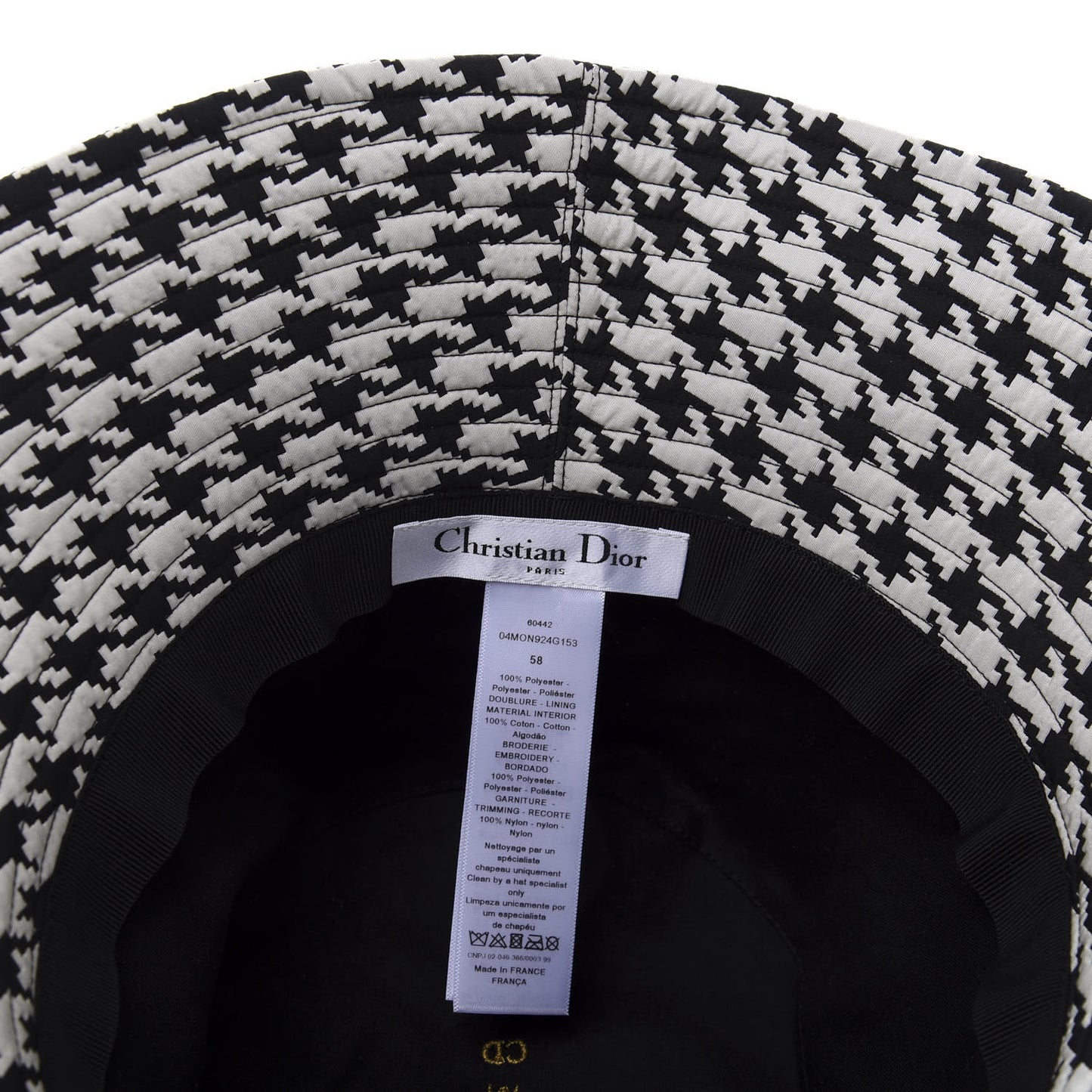 Technical Fabric 30 Montaigne Large Brim Bucket Hat with Veil 58 Black White