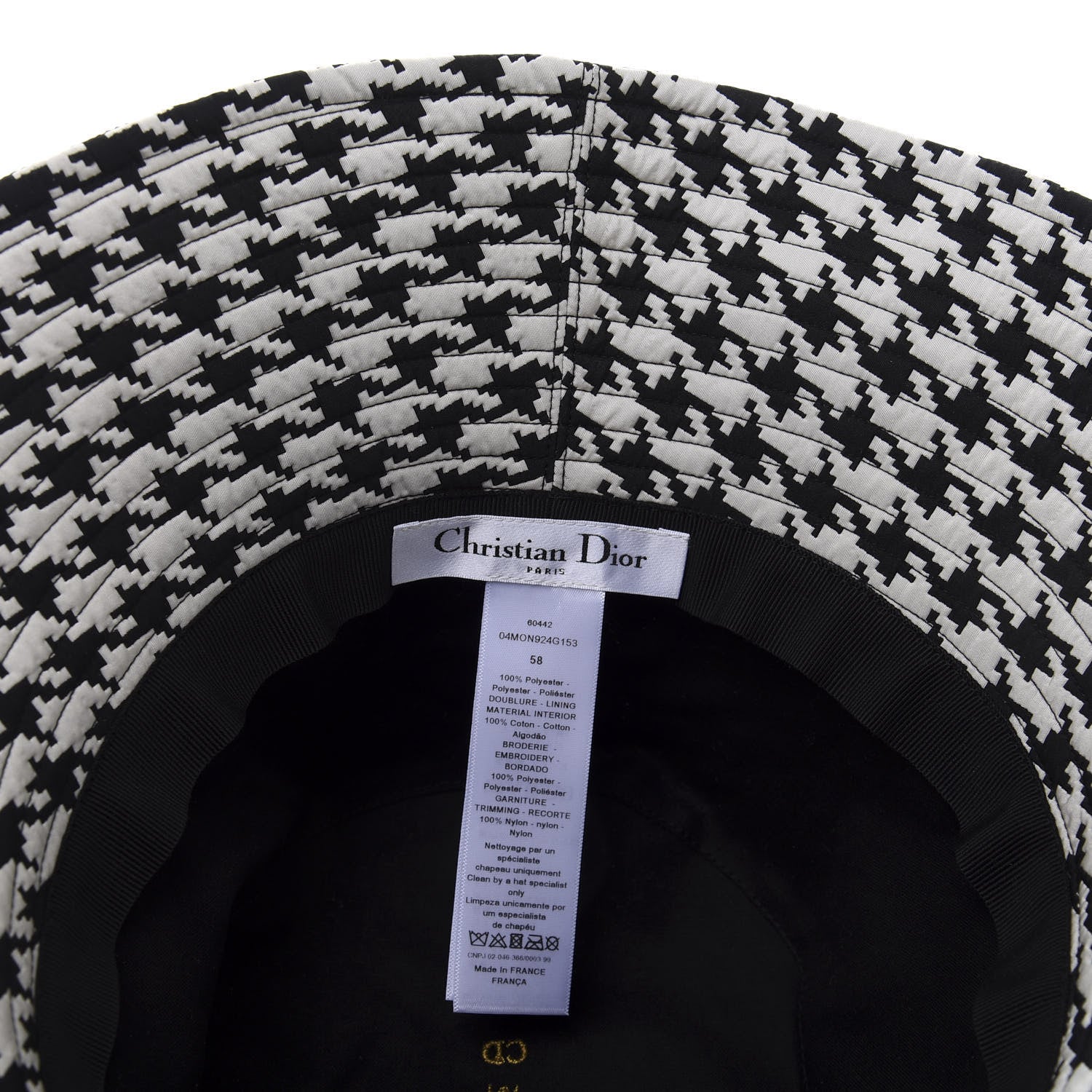 Christian Dior Technical Fabric 30 Montaigne Large Brim Bucket Hat with Veil 58 Black White 8 of 8