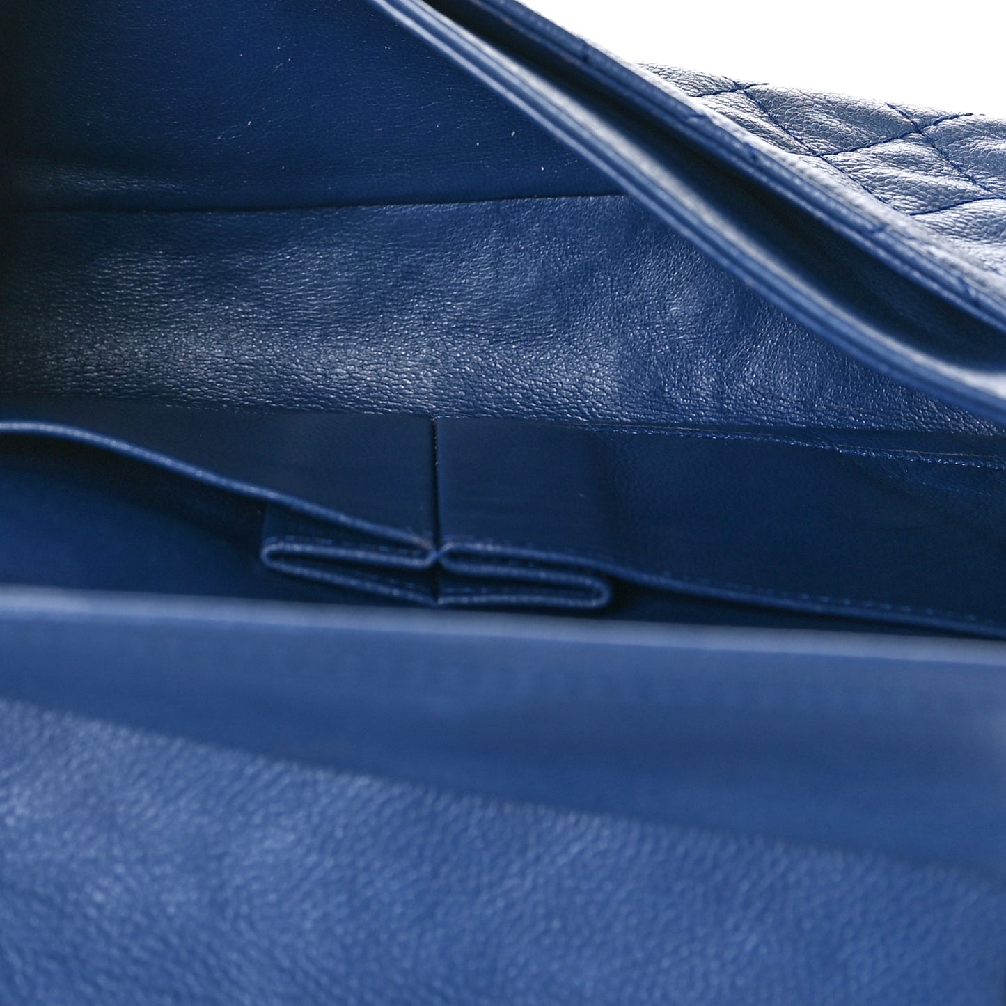 Washed Caviar Quilted Medium Double Flap Blue