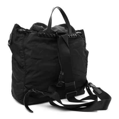 Prada Nylon New Vela Monochrome Studded Backpack Black 3 of 13