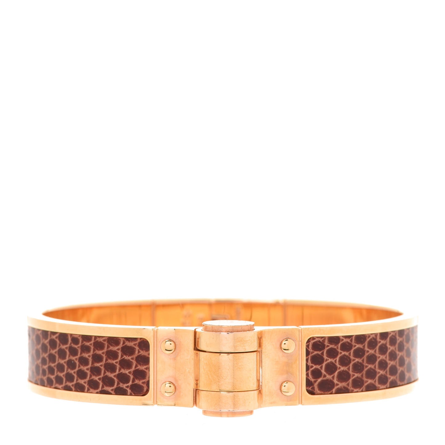 Lizard Charniere Cuir Narrow Hinged Bracelet S Etrusque