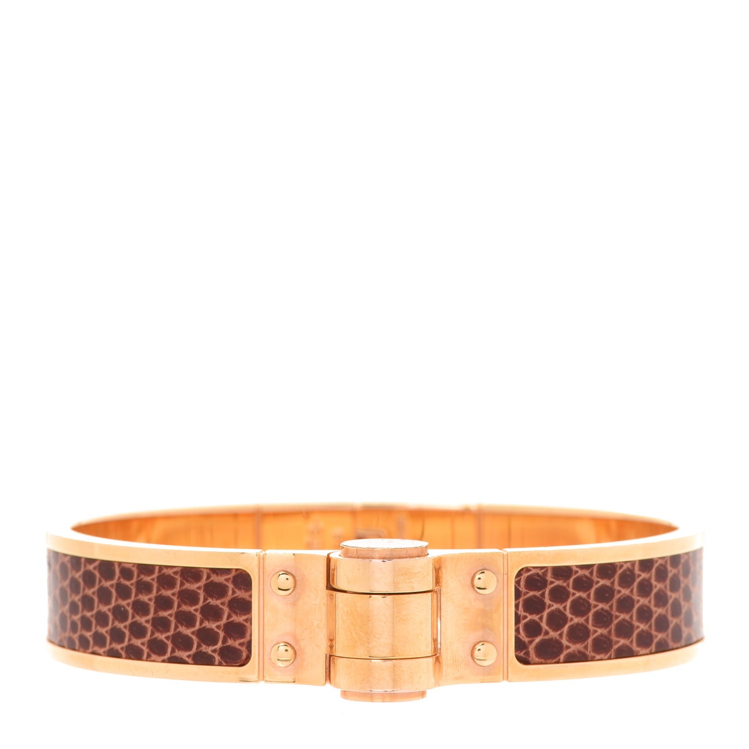 Hermes Lizard Charniere Cuir Narrow Hinged Bracelet S Etrusque 2 of 7