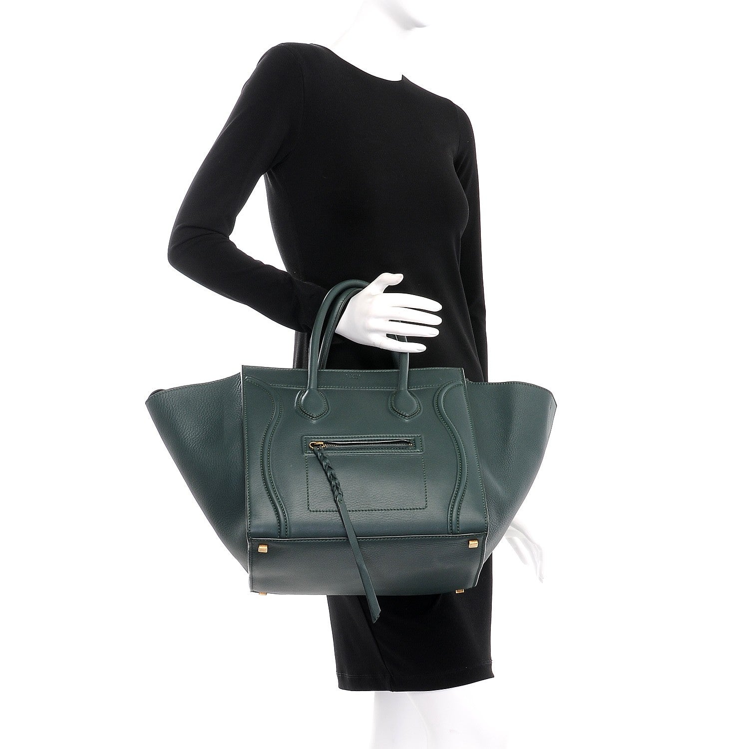 Celine Supple Calfskin Medium Phantom Luggage Emerald 2 of 7