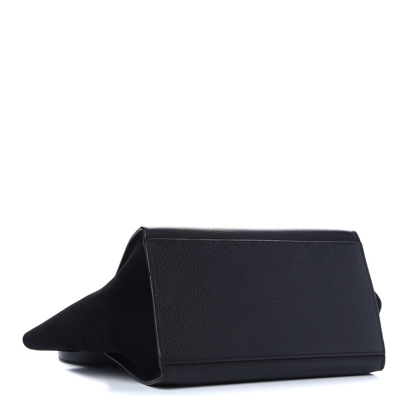 Drummed Calfskin Suede Small Trapeze Black