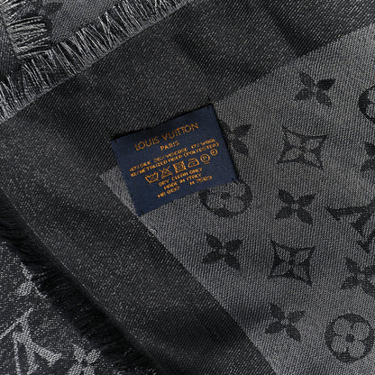 Louis Vuitton Silk Lurex Wool Monogram Shine Shawl Black 3 of 4