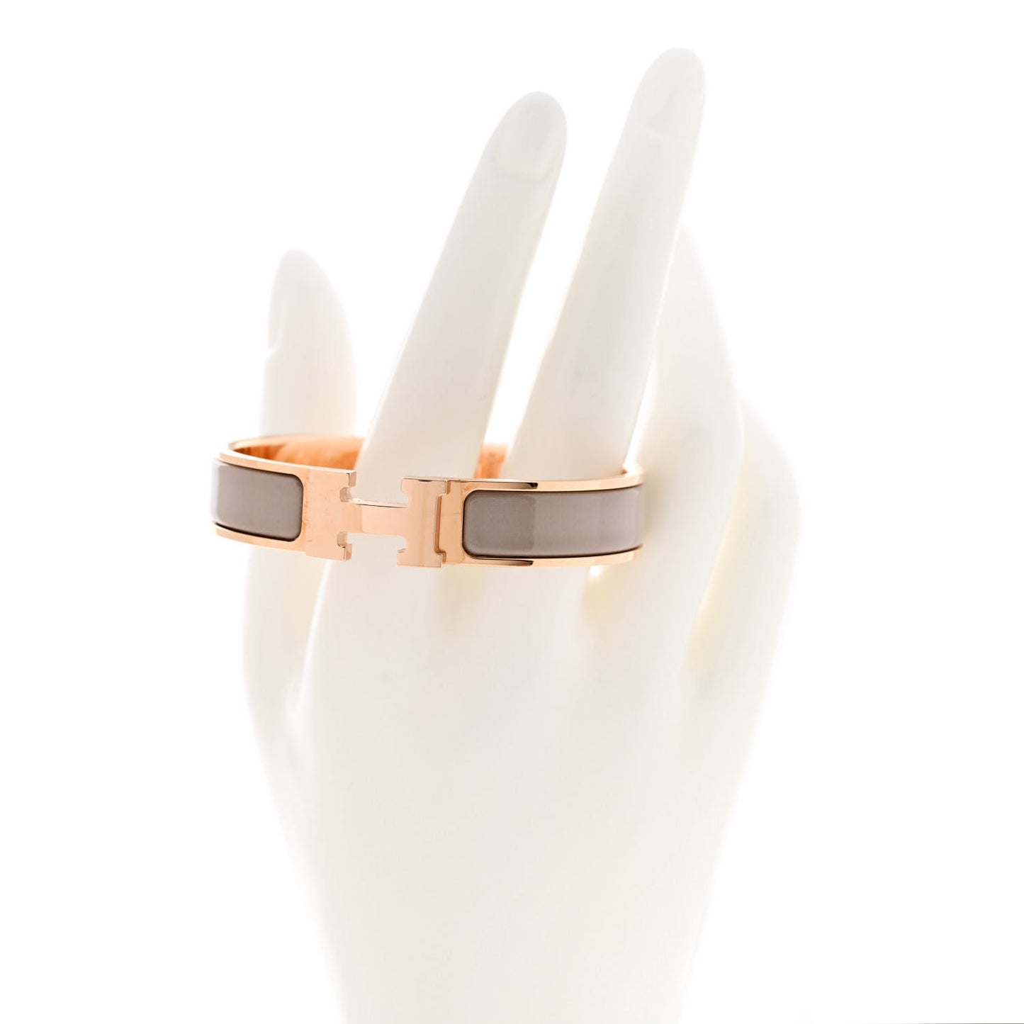 Enamel Narrow Clic Clac H Bracelet PM Marron Glace