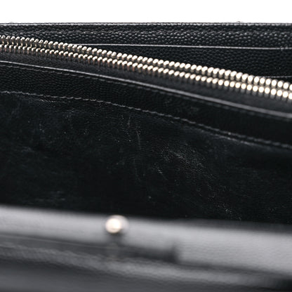 Saint Laurent Grain De Poudre Matelasse Chevron Monogram Chain Wallet Black 10 of 12
