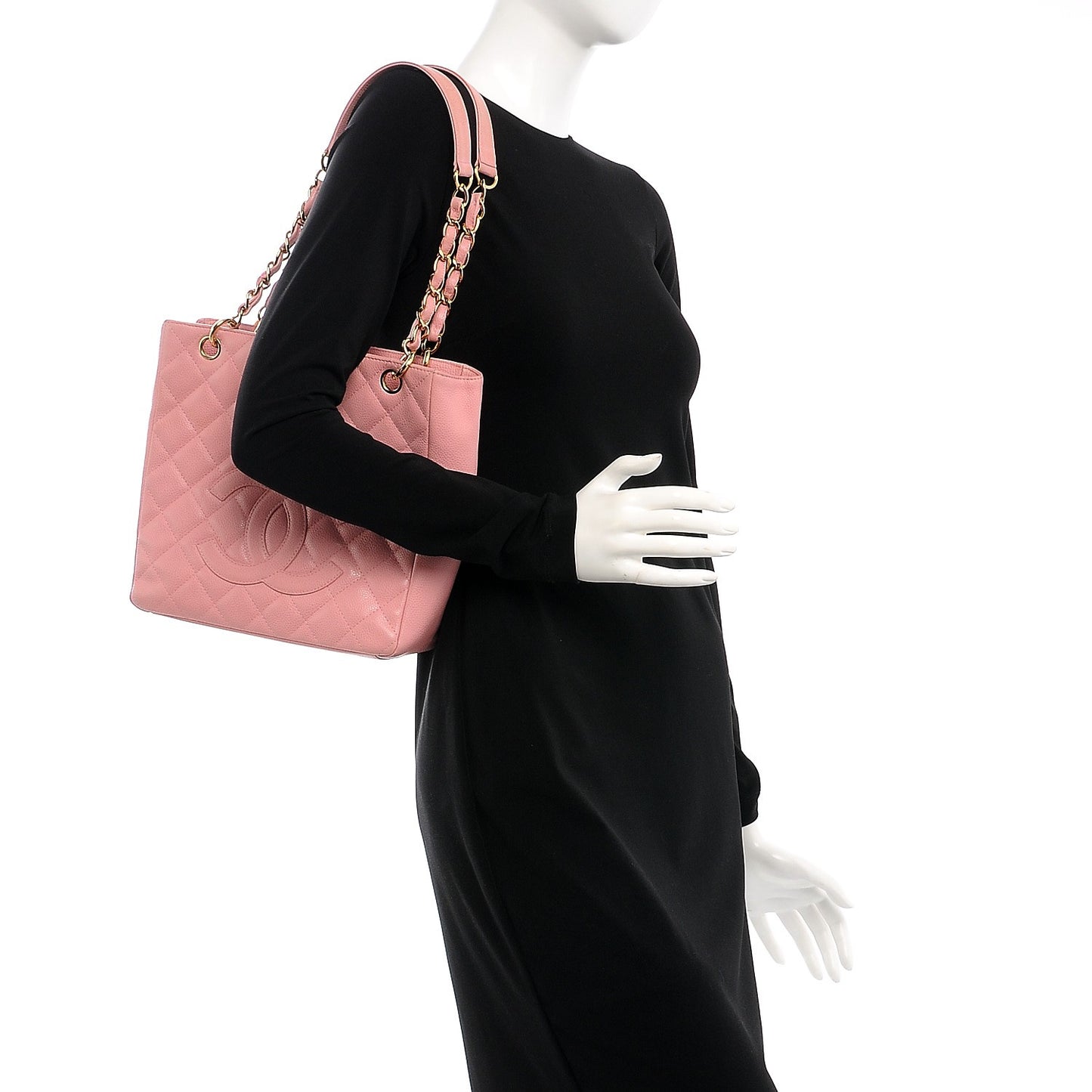 Caviar Quilted Petit Shopping Tote PST Pink