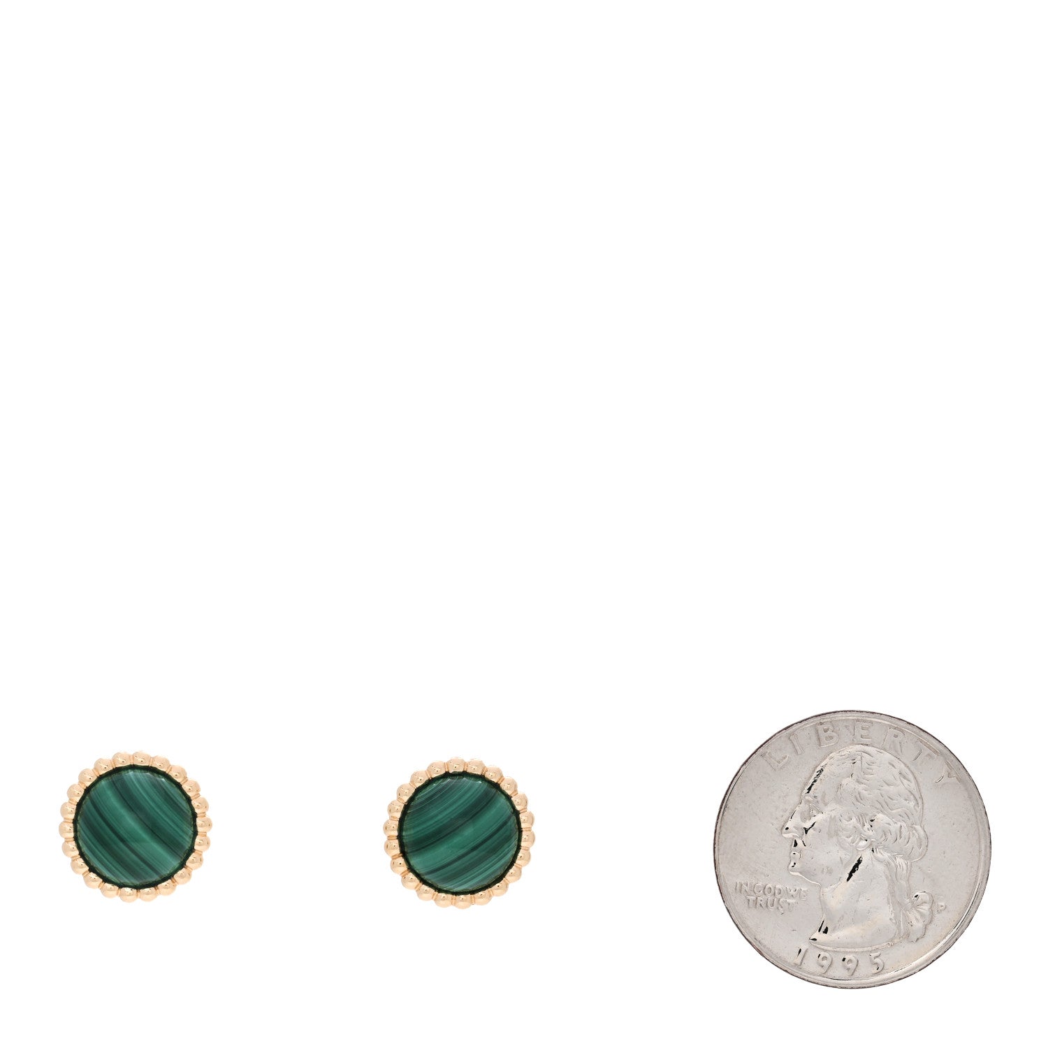 Van Cleef & Arpels 18K Yellow Gold Malachite Perlee Couleurs Earrings 2 of 5