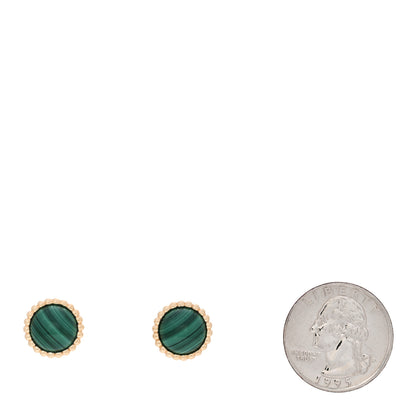 Van Cleef & Arpels 18K Yellow Gold Malachite Perlee Couleurs Earrings 2 of 5