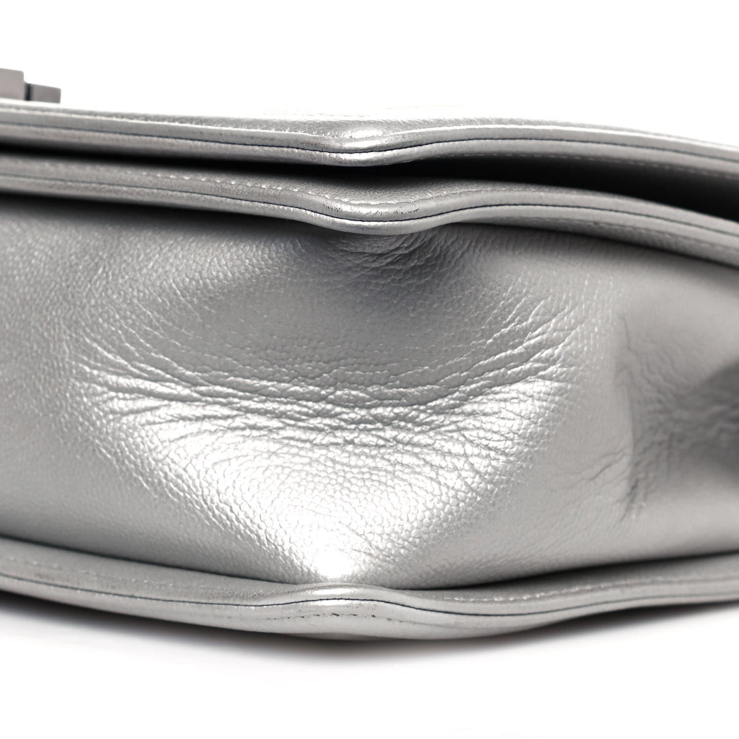 Metallic Caviar Quilted New Medium Boy Flap Silver