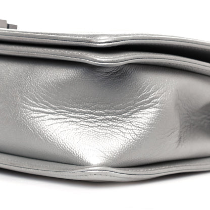 Chanel Metallic Caviar Quilted New Medium Boy Flap Silver 10 of 11