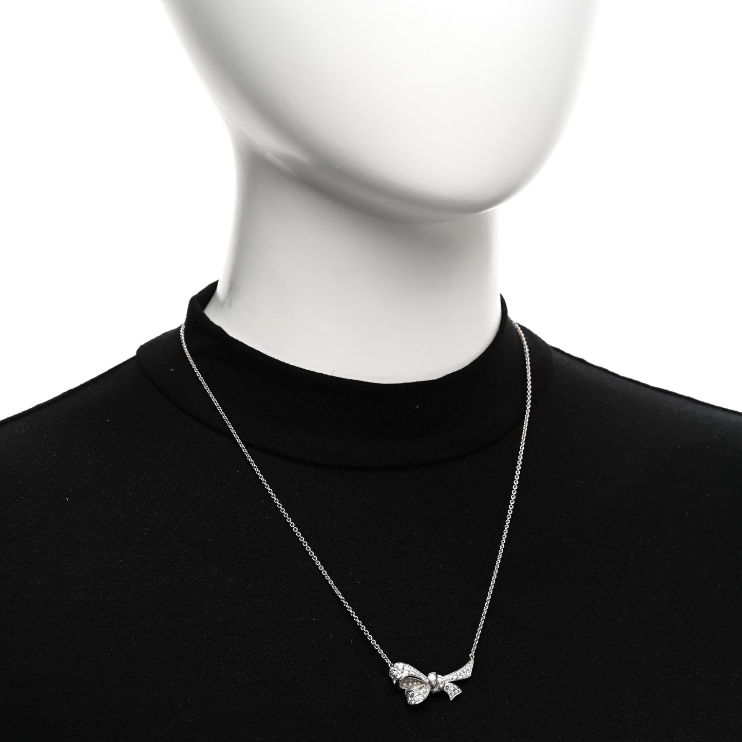 18K White Gold Diamond Tilda's Bow Pendant Necklace