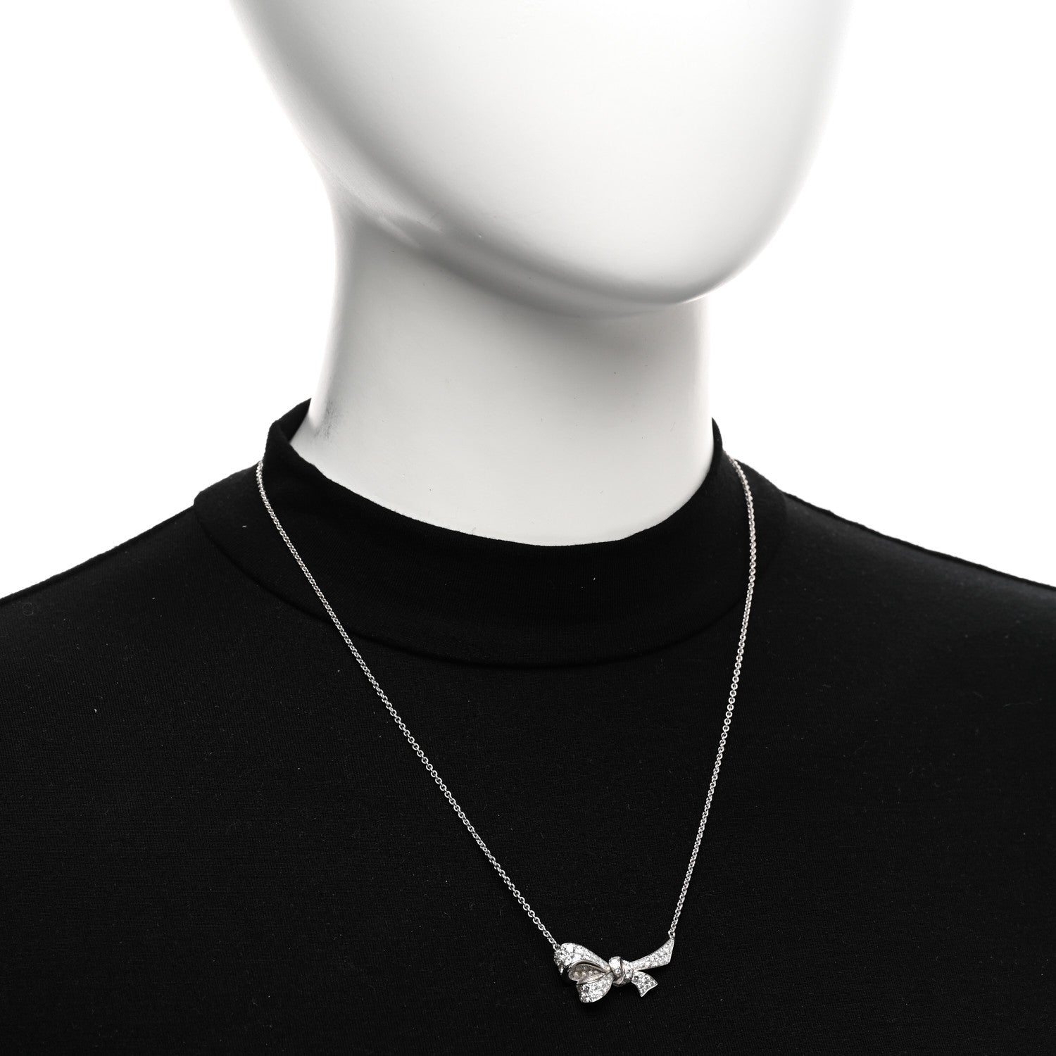 Graff 18K White Gold Diamond Tilda's Bow Pendant Necklace 2 of 4