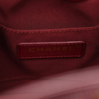 Chanel Shiny Aged Calfskin CC Chain Mini Drawstring Bag Red 6 of 10