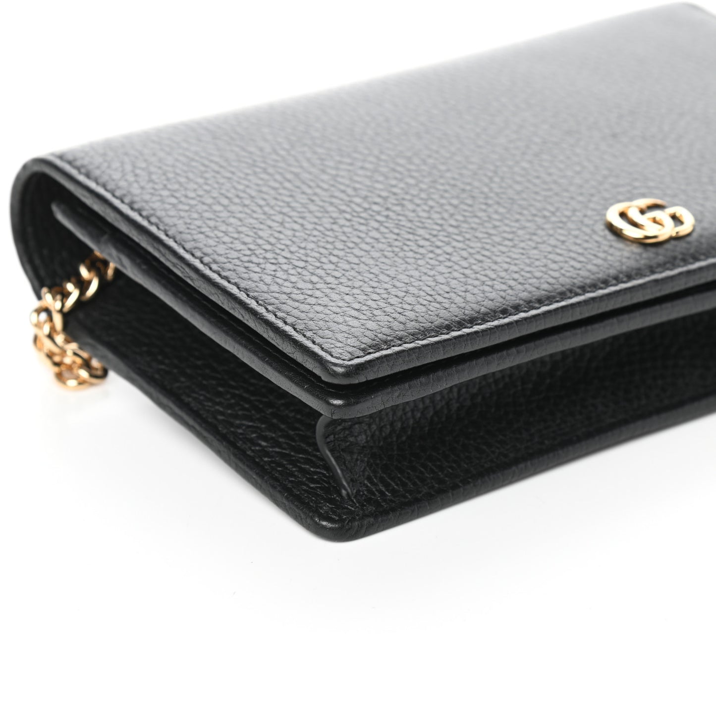 Calfskin Mini GG Marmont Chain Wallet Black