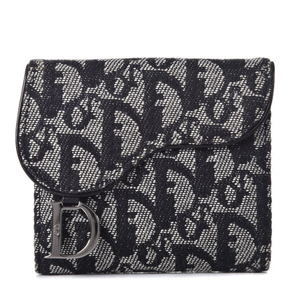Christian Dior Monogram Compact Saddle Wallet Black 1 of 8
