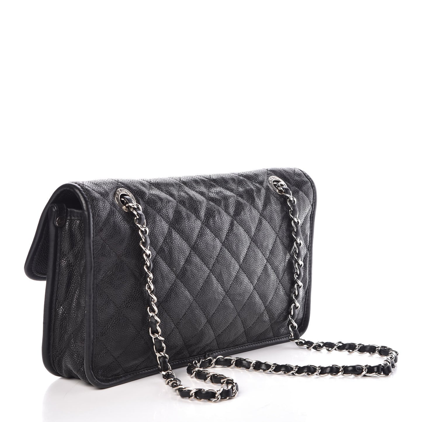 Caviar Quilted Medium French Riviera Flap Black