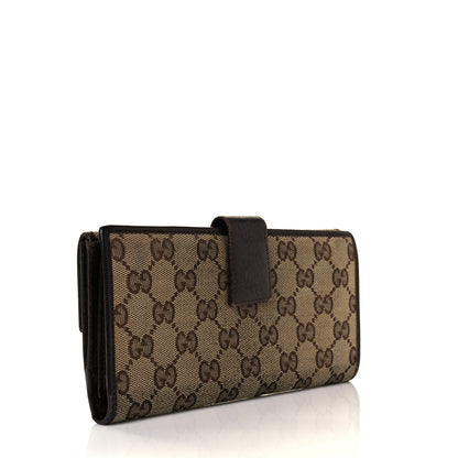 Gucci Monogram Metal Bar Continental Flap Wallet Beige Ebony Dark Brown 3 of 8
