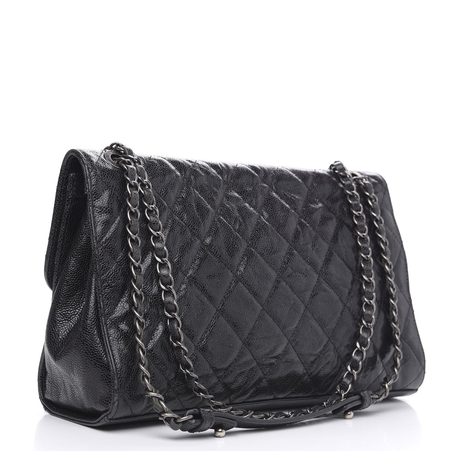 Chanel Crumpled Grained Calfskin Jumbo CC Crave Flap Black 3 of 15