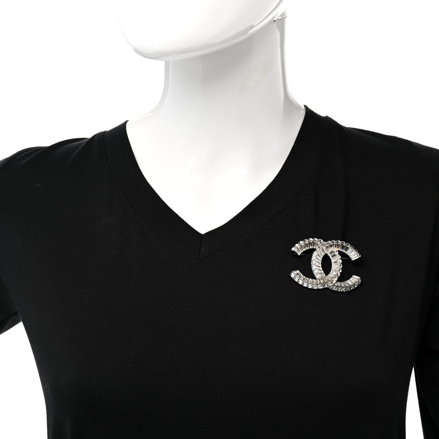 Baguette Crystal CC Brooch Silver