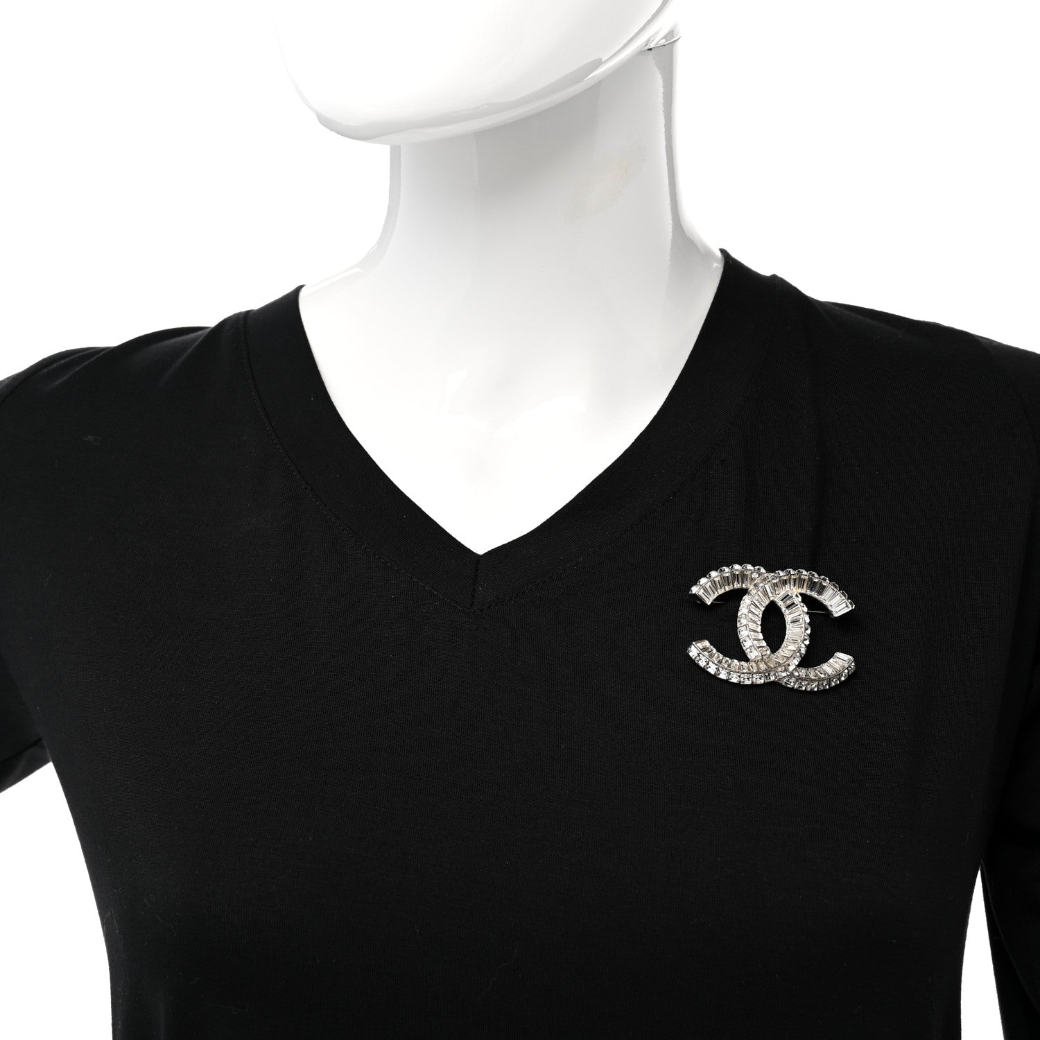 Chanel Baguette Crystal CC Brooch Silver 2 of 8