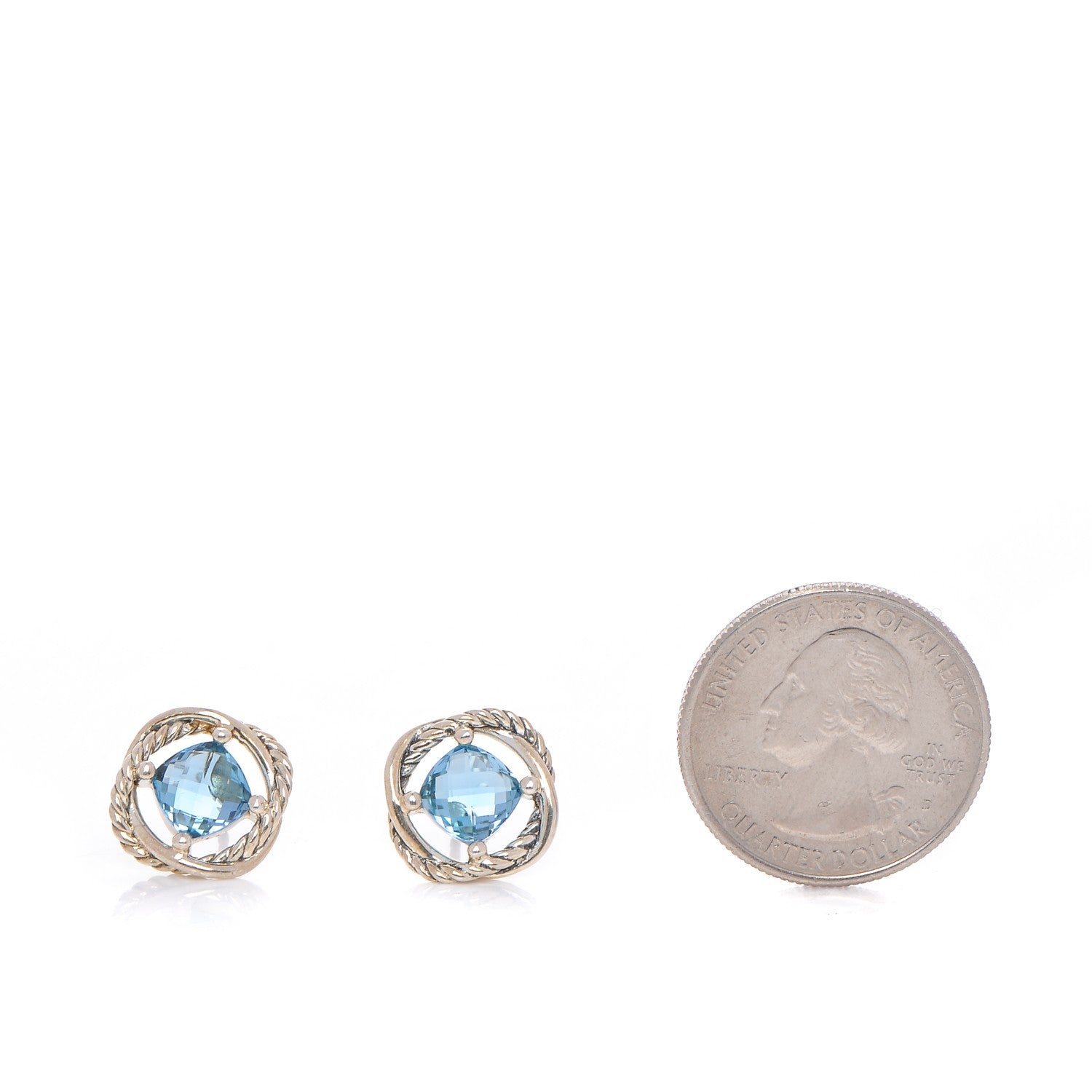 David Yurman Sterling Silver Blue Topaz 7mm Infinity Earrings 2 of 4
