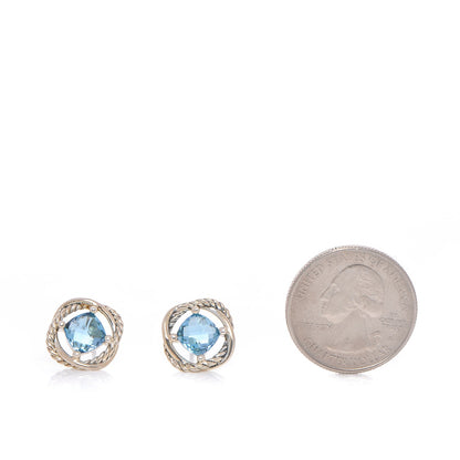 David Yurman Sterling Silver Blue Topaz 7mm Infinity Earrings 2 of 4