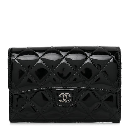 Chanel Patent Calfskin Quilted Small Flap Wallet Black 1 of 8