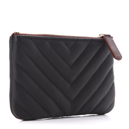 Chanel Caviar Chevron Quilted Small Cosmetic Case Black 3 of 11