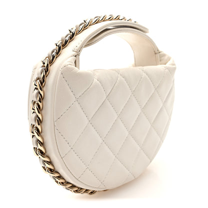 Chanel Lambskin Quilted Chain Around Pouch Hobo White 3 of 7