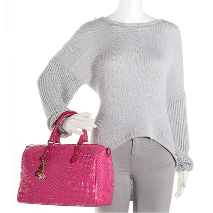 Versace Barocco Quilted Leather Vanitas Bowling Bag Fuchsia 2 of 10