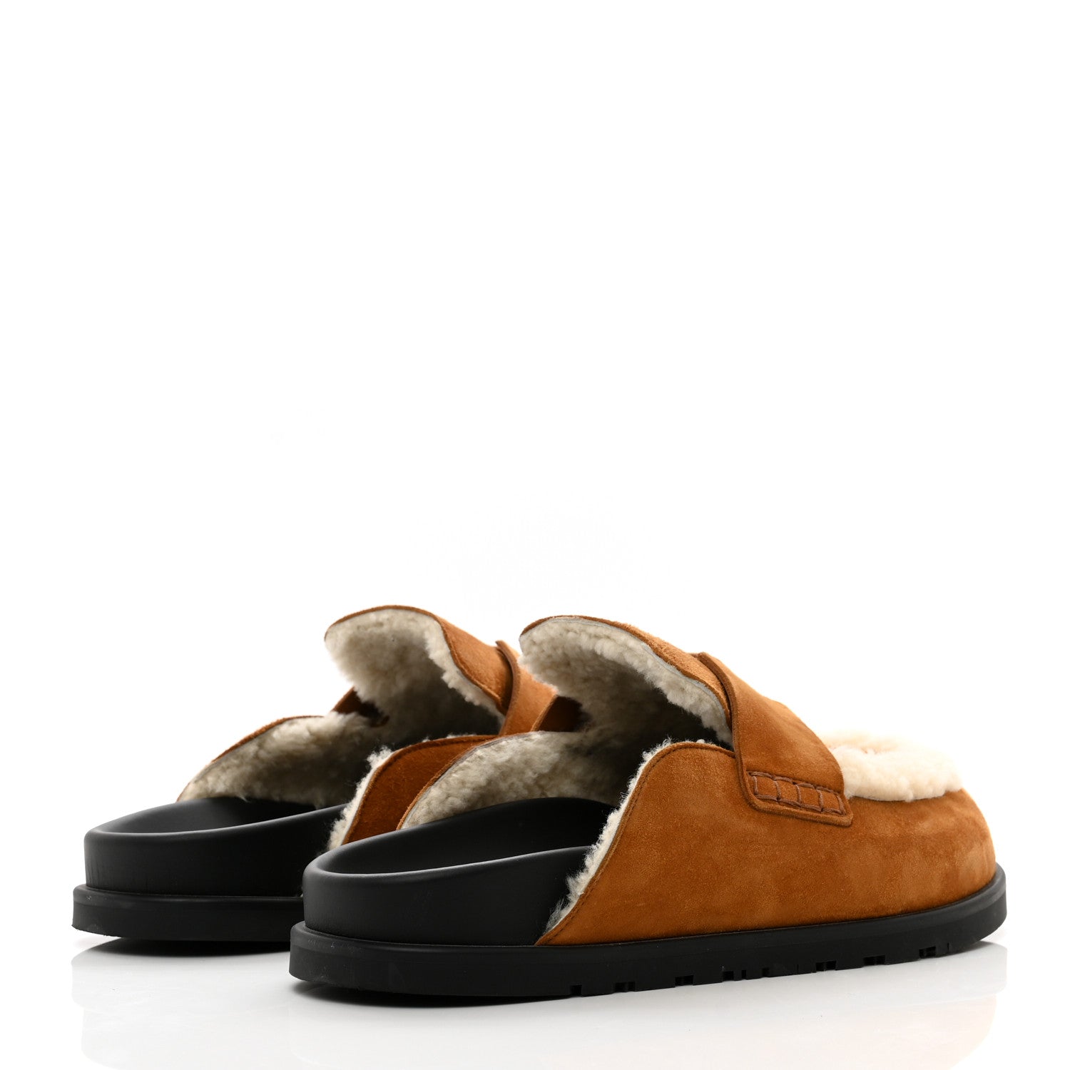 Hermes Suede Goatskin Shearling Go Mules 41 Beige Kraft Ecru 4 of 10