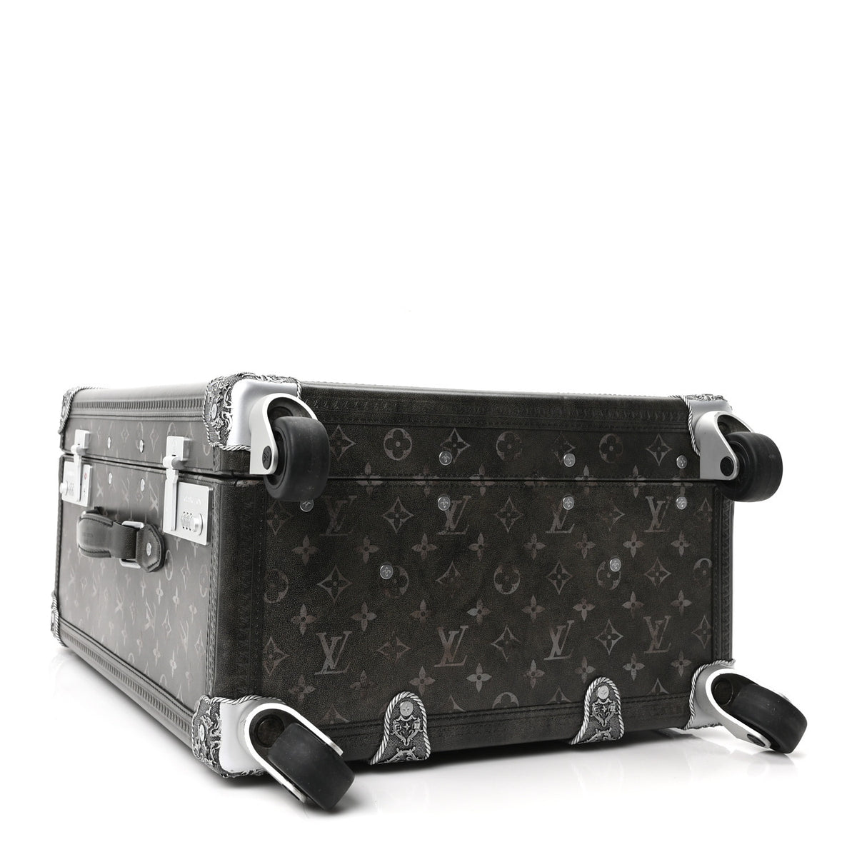 Brushed Monogram Rolling Trunk Black