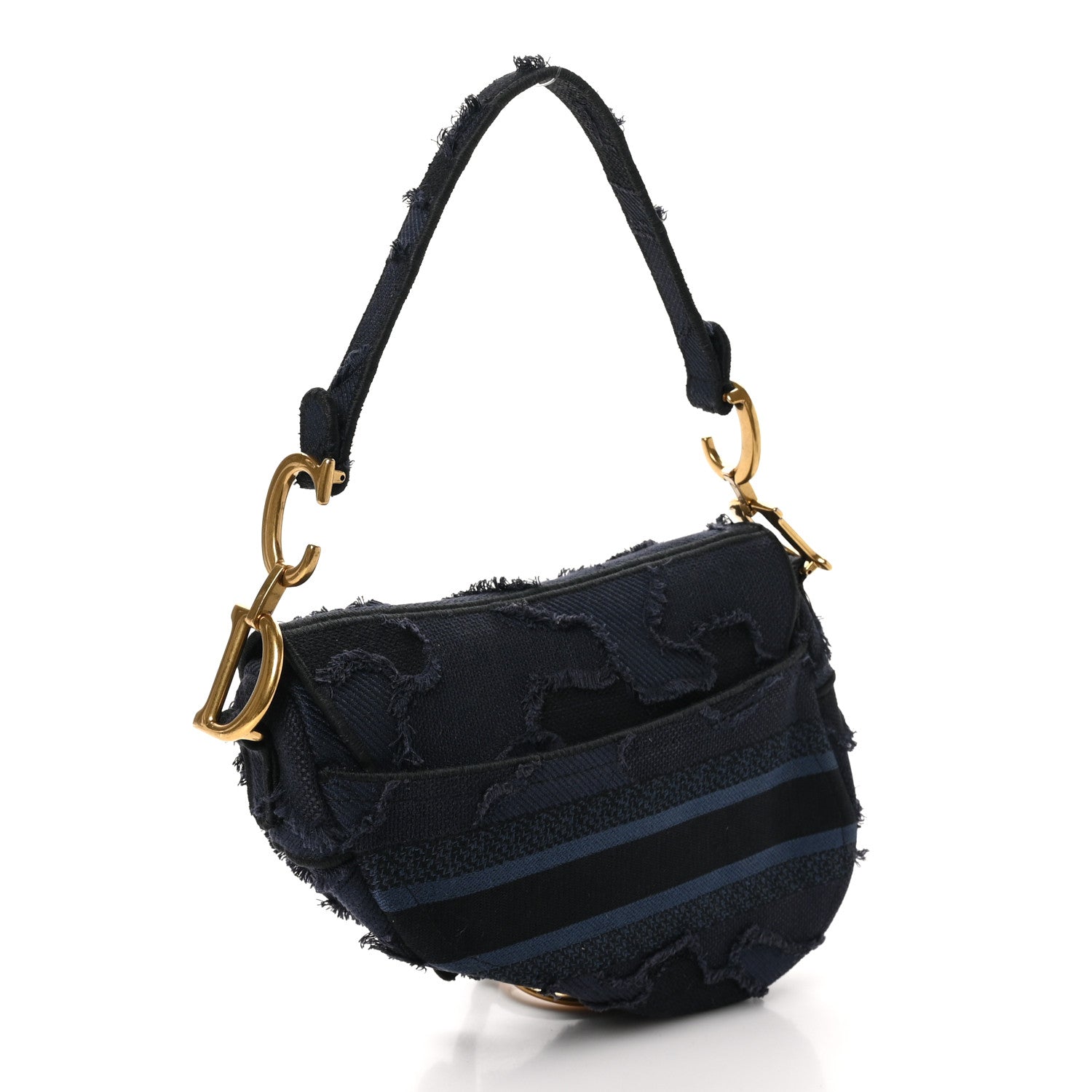 Christian Dior Canvas Embroidered Camouflage Saddle Bag Blue 3 of 10