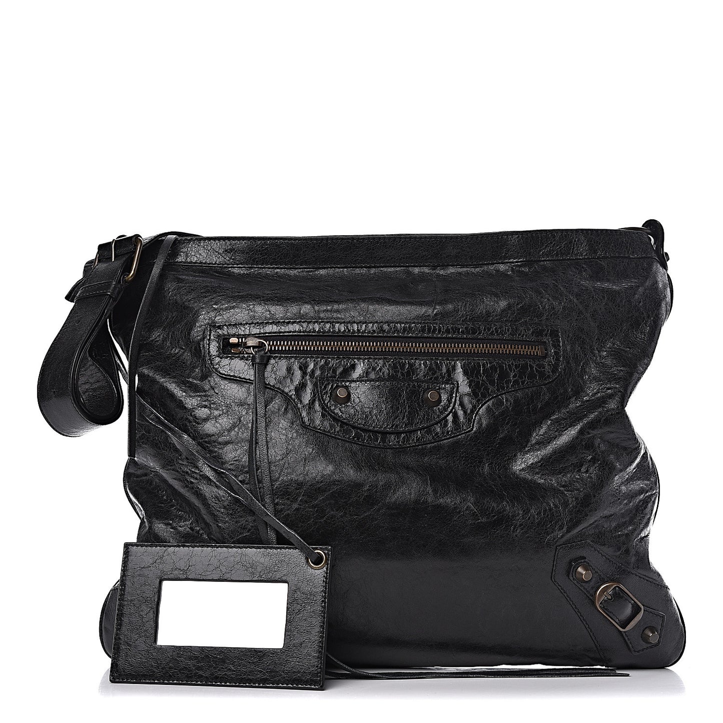 Chevre Classic Hardware Flat Messenger Black
