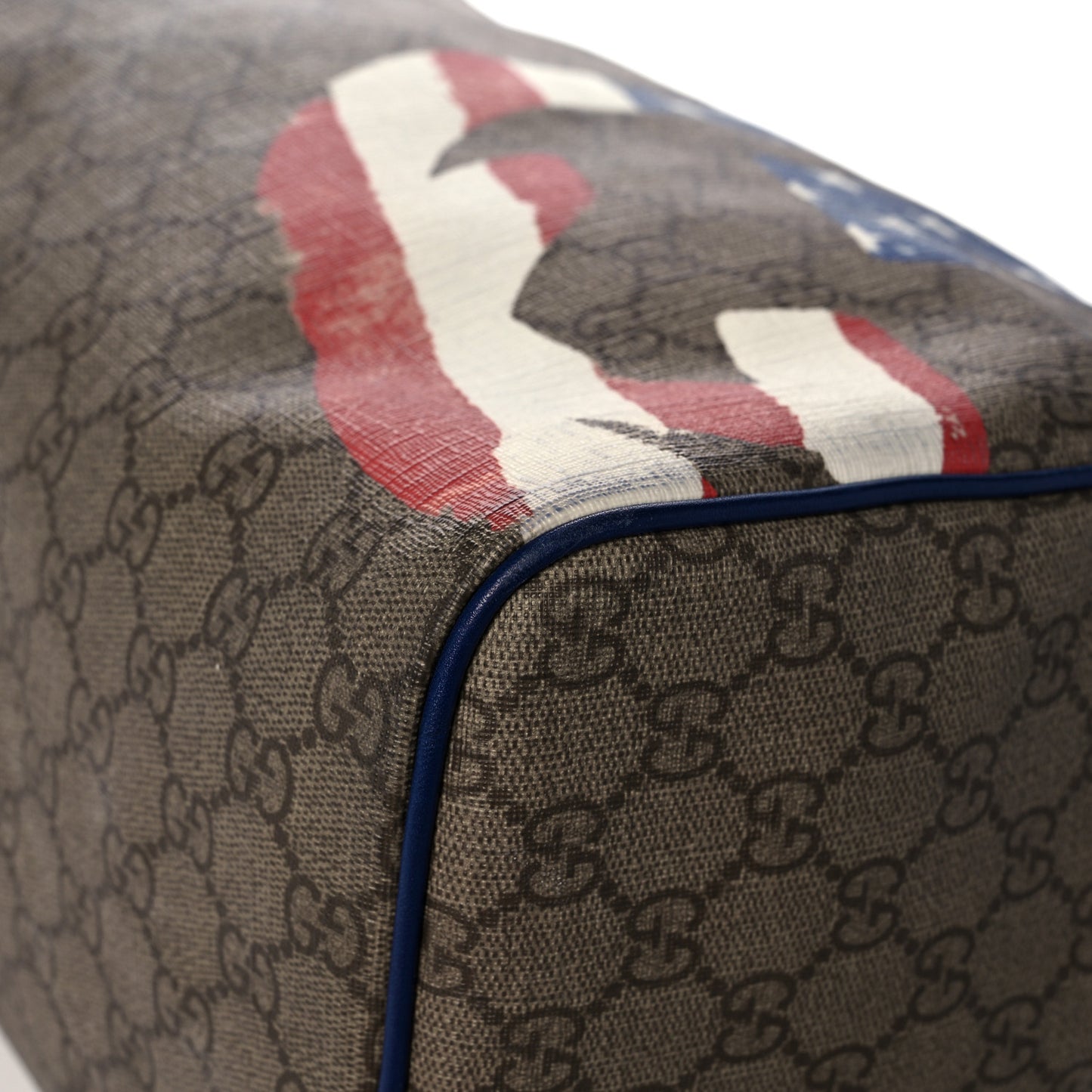 GG Plus Monogram Medium Boston USA Flag Unicef Duffle Blue