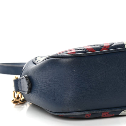 Gucci Calfskin Matelasse GucciGhost Small GG Marmont Chain Shoulder Bag Blue Agata Hibiscus Red 10 of 21