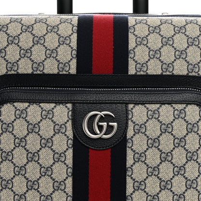 Gucci GG Supreme Monogram Textured Dollar Calfskin Web Small Savoy Cabin Trolley Beige Blue 7 of 9