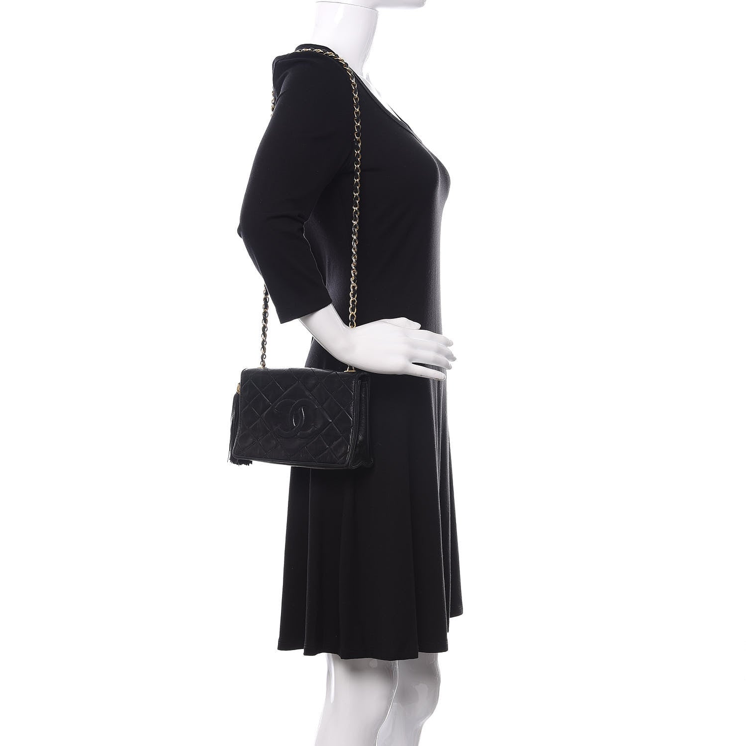Chanel Lambskin Quilted Small Tassel Single Flap Black 2 of 11