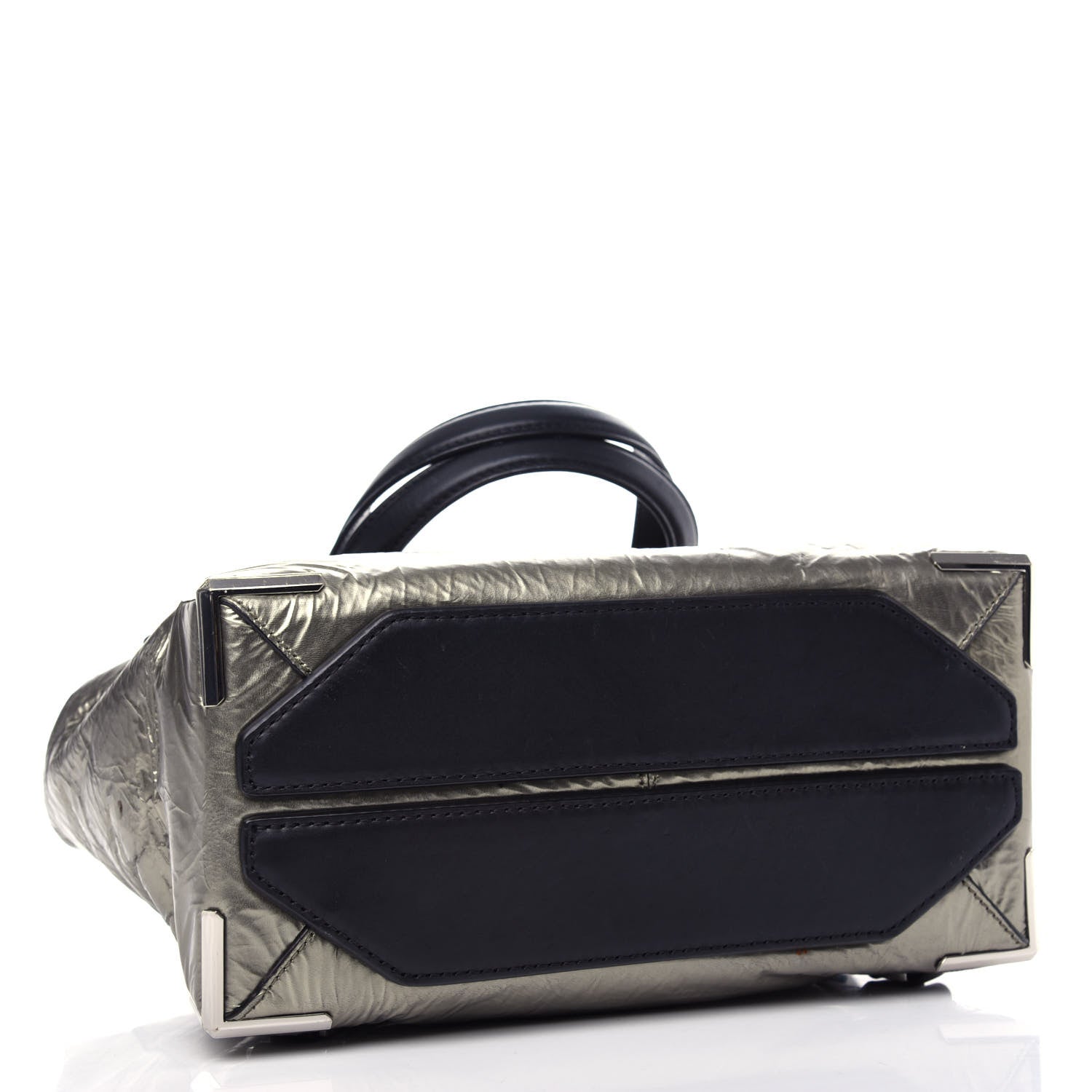 Alexander Wang Metallic Crinkled Patent Calfskin Embossed Prisma Fold-Over Backpack Green Nickel Hardware 4 of 10