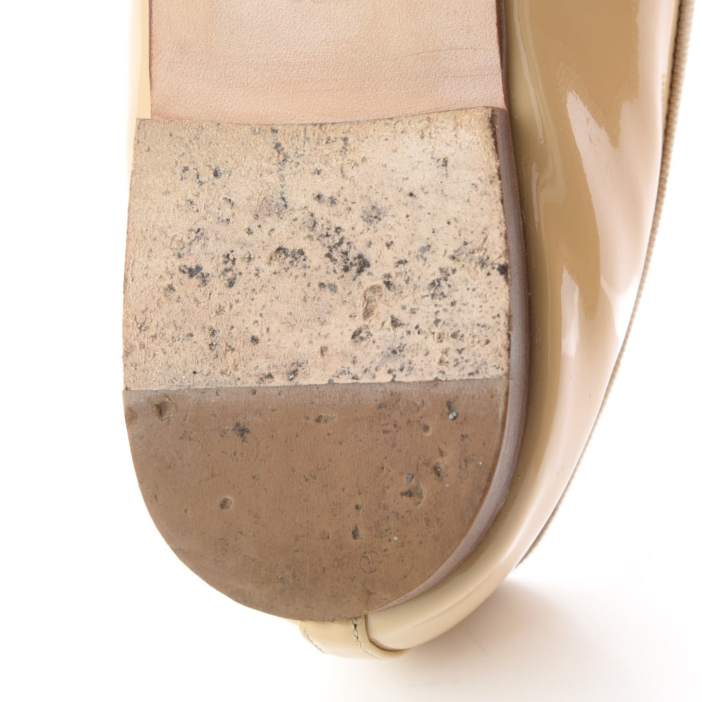 Patent Calfskin Cap Toe CC Ballerina Flats 38.5 Beige